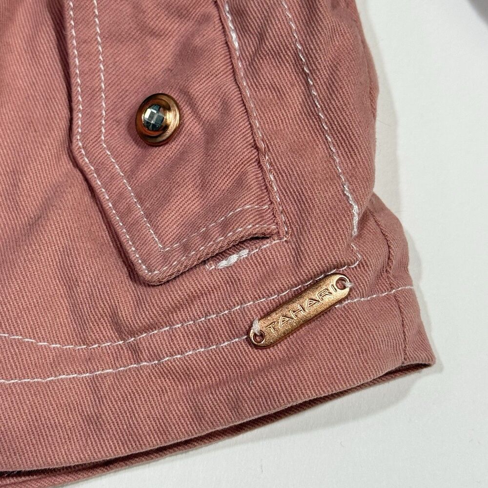 Tahari Pink Cotton Kids Girls Jacket Coat Hood Size 24 Months rhinestone buttons - Picture 12 of 16